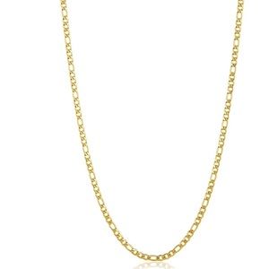 3.7mm 24k Yellow Gold Plated Stainless Steel Flat Figaro Chain Necklace,